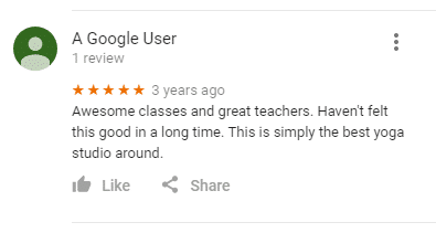 anonymous yoga review on google