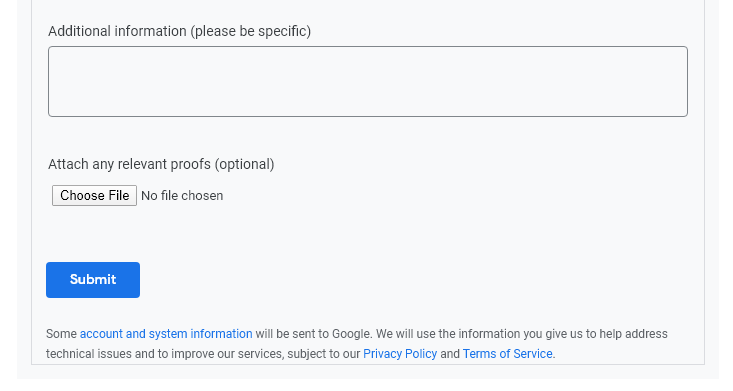 new proof button google my business reinstatement request form