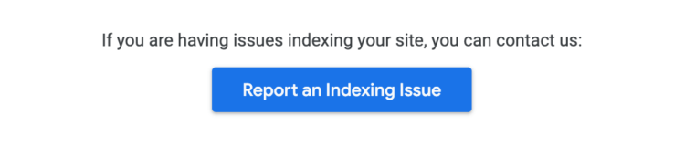 Google indexing bug reporting tool button